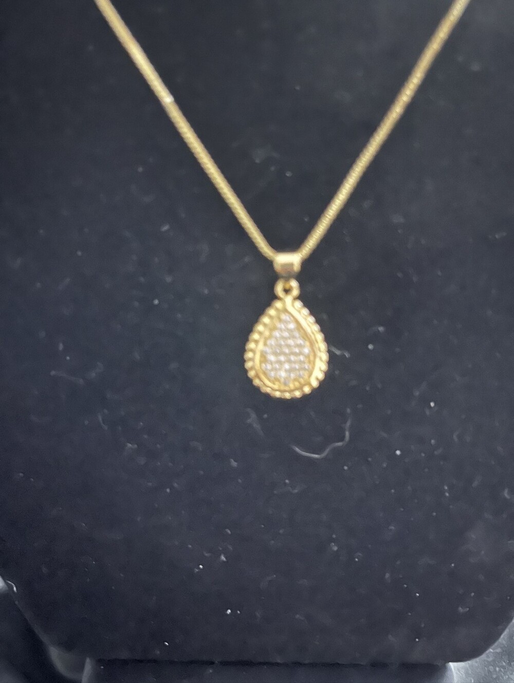 14k Gold-Filled Teardrop Pendant Necklace with Crystal Accents
